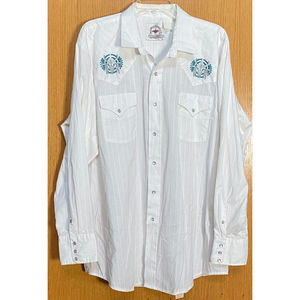Midwest Garment Embroidered Cow Skull Cowboy Western Shirt 2XL Pearl Snap Canada